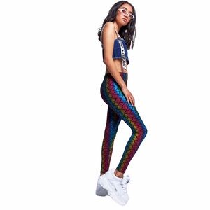 new Dolls Kill x Jaded London 𓆉 Shimmer Mermaid Leggings Rainbow Scales 𓆉 S M